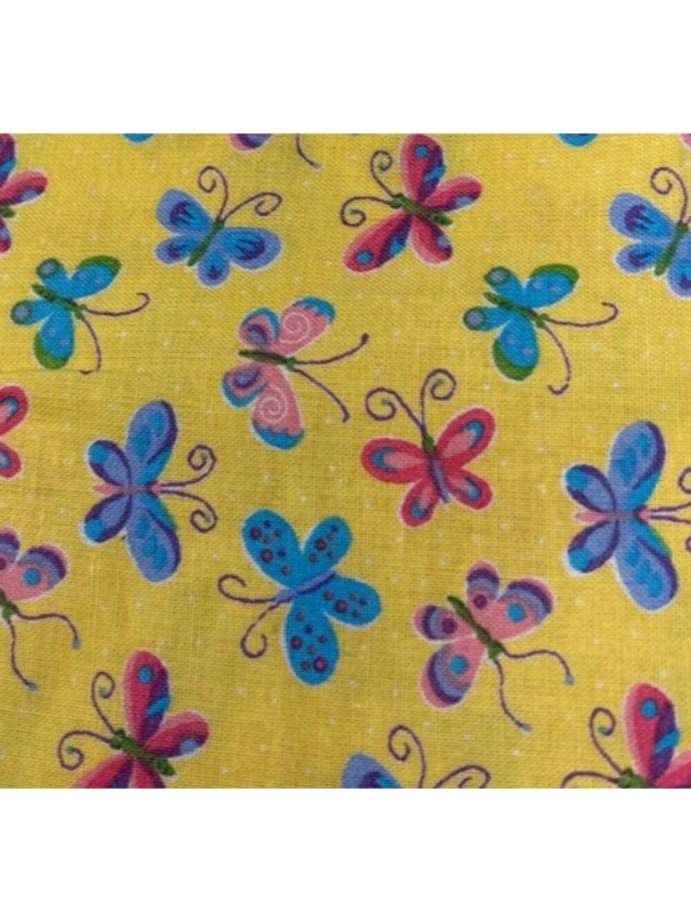 Butterfly Pattern Cotton Fat Quarter Fabric 18"x22" Yellow Pink Blue Crafts